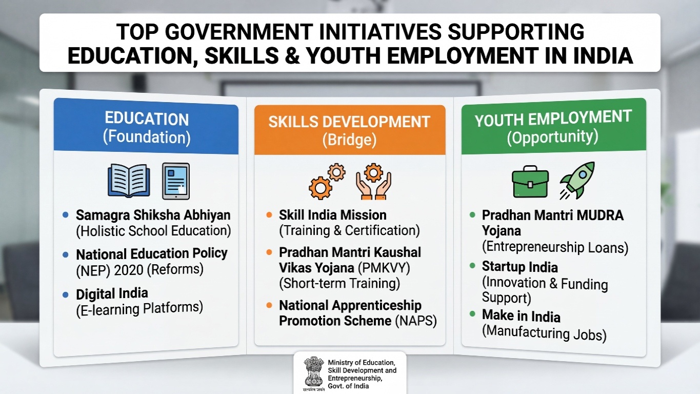 Top Government Initiatives Supporting Education, Skills & Youth Employment in India